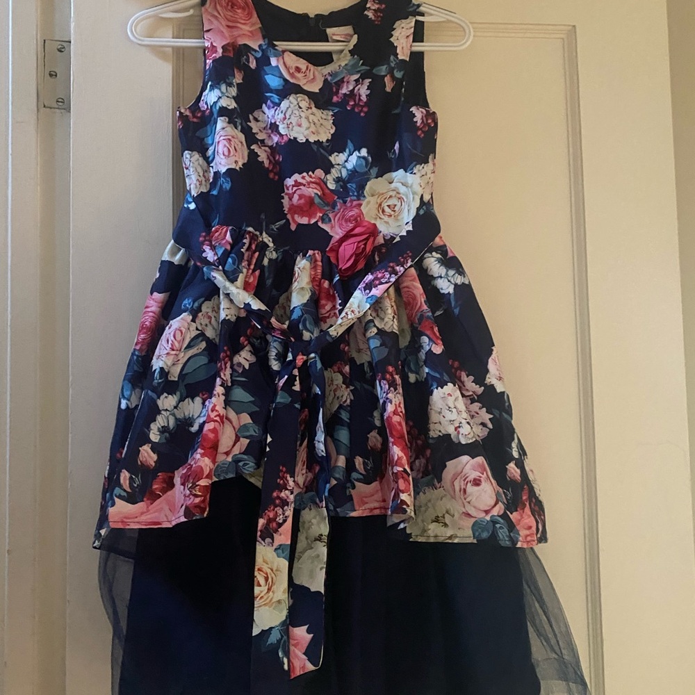 Pink and Blue Floral Flare Dress